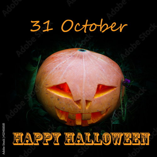 Canvastavla Scary pumpkin on Halloween