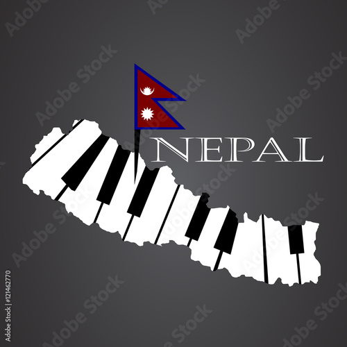 nepal map logo made from piano