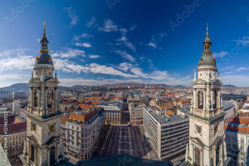 Panoramic view from the St.Stephens Basilica. Budapest, Hungary.