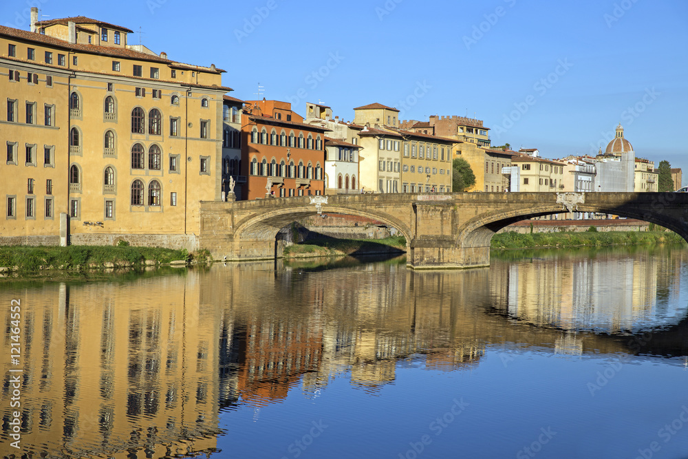 Morning view of Arno river in Florence, Italy