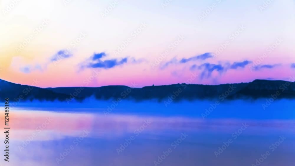 4k. Morning fog over lake . Timelapse without birds. RAW output 4k. Morning fog over lake . Timelapse without birds. RAW output