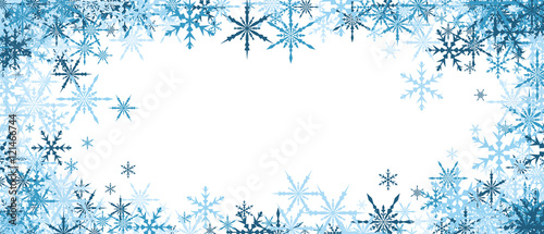 Winter banner with blue snowflakes.