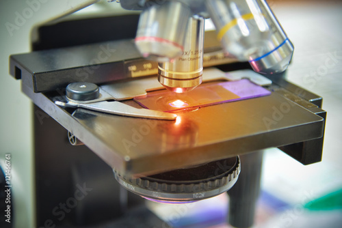 Close up of microscope at the laboratory