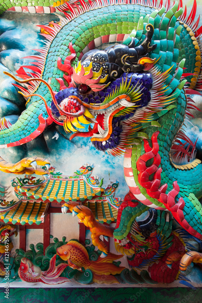 Fototapeta premium Dragon, protector in shrine