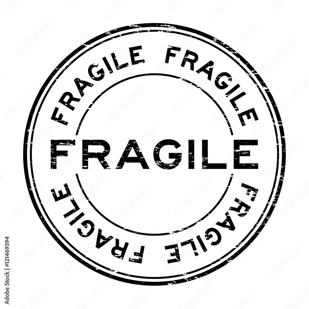 Grunge black fragile rubber stamp