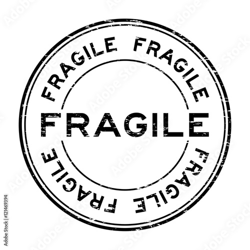 Grunge black fragile rubber stamp