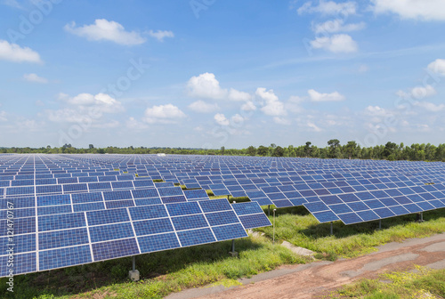 solar photovoltaics  panels alternative energy from the sun in solar power station  