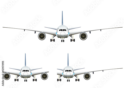 飛行機　正面のイラストセット