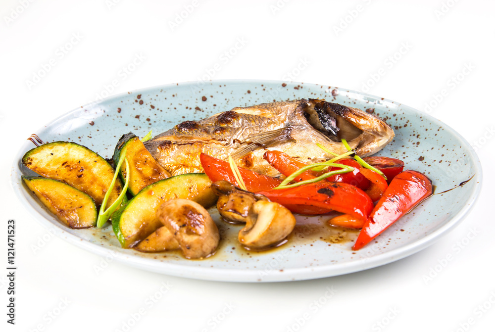 grilled fish on plate grilled fish on plate