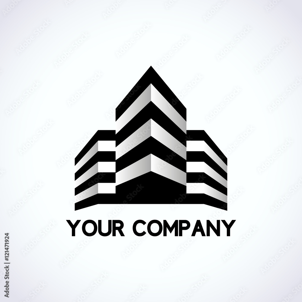Buildings silhouette logo, isolated on white. Vector illustration