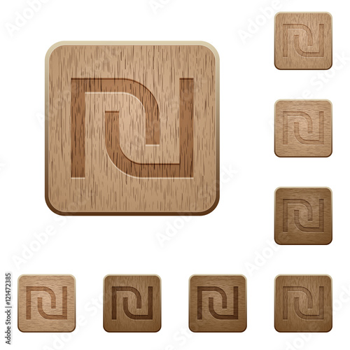 Israeli new Shekel sign wooden buttons