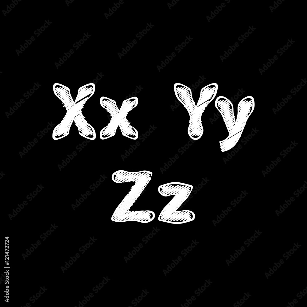 Vector alphabet. Hand drawn letters. Painted Alphabet. Vector
