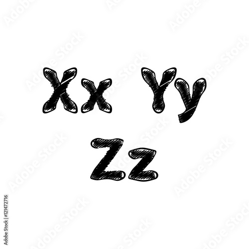 Vector alphabet. Hand drawn letters. Painted Alphabet. Vector illustration.