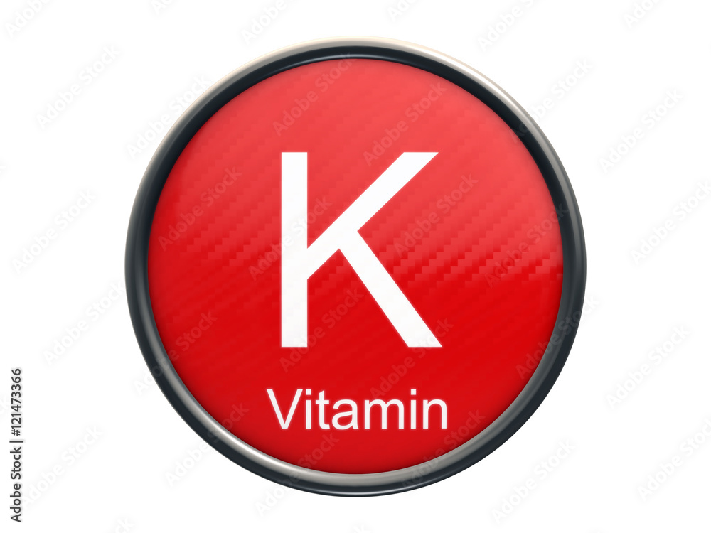 K vitamin symbol on red glossy round icon isolated on white background K vitamin symbol on red glossy round icon isolated on white background