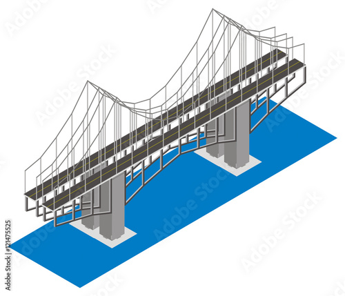 isometric view of the bridge, isolated on a white background photo