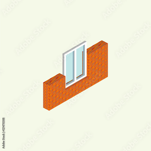 Window in a brick wall. Vector illustration.