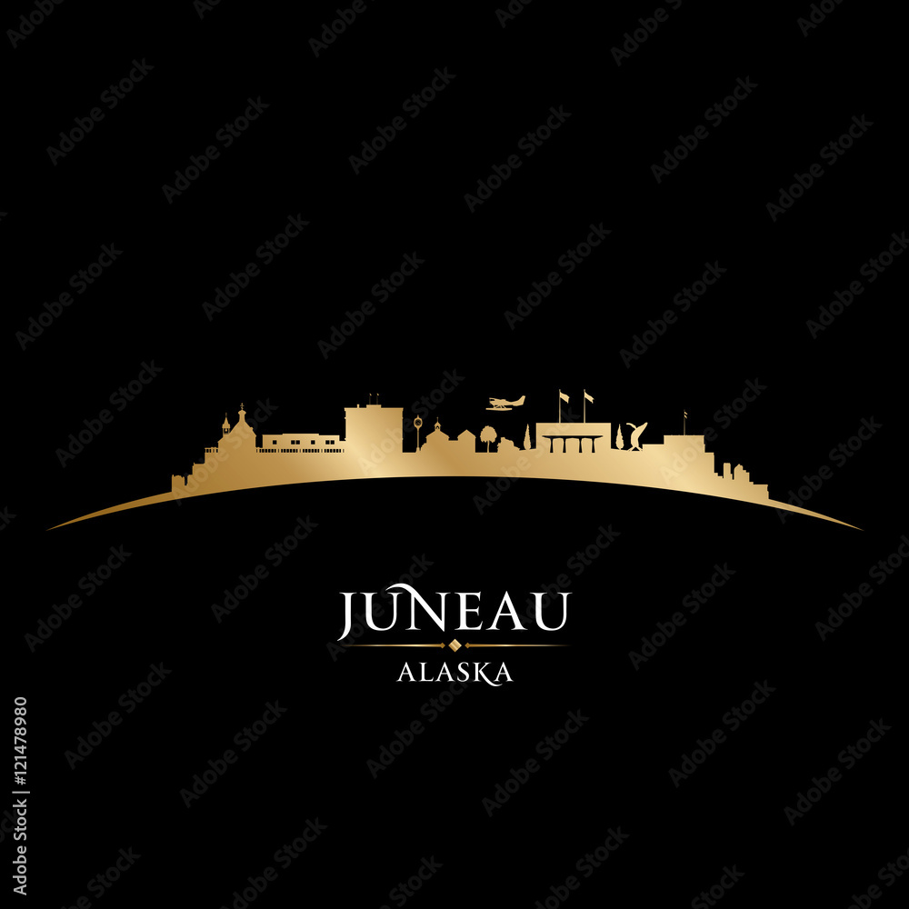 Juneau Alaska city silhouette black background