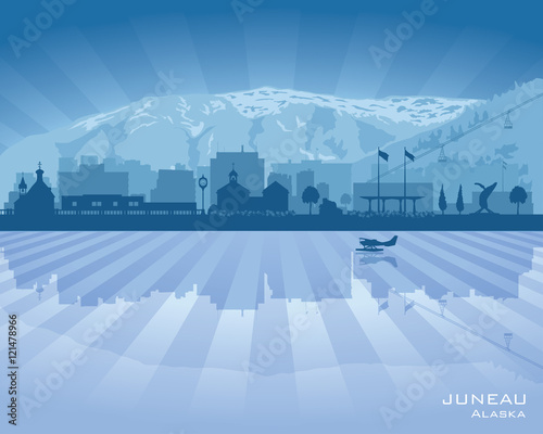 Juneau Alaska city skyline vector silhouette