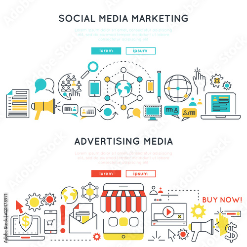 Digital Marketing Horizontal Linear Banners