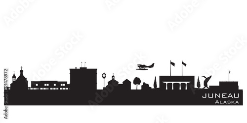 Juneau Alaska city skyline vector silhouette