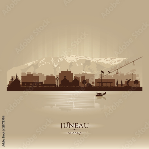 Juneau Alaska city skyline vector silhouette