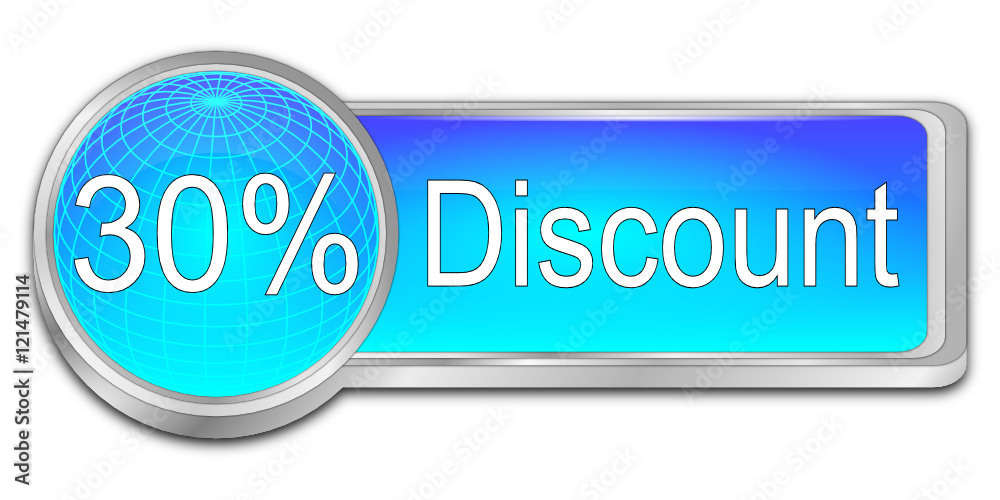 30% Discount button - 3D illustration 30% Discount button - 3D illustration