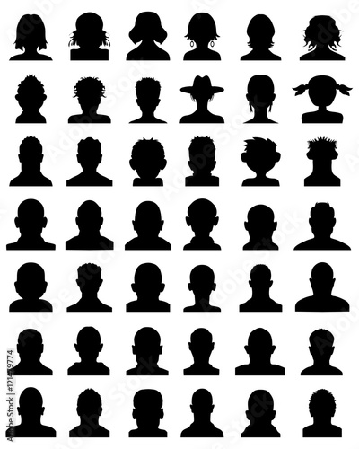 Black silhouettes of avatar profile, vector