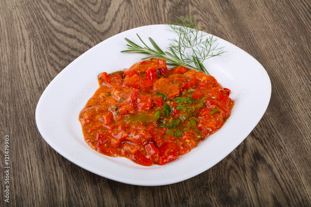 Grilled red bell pepper