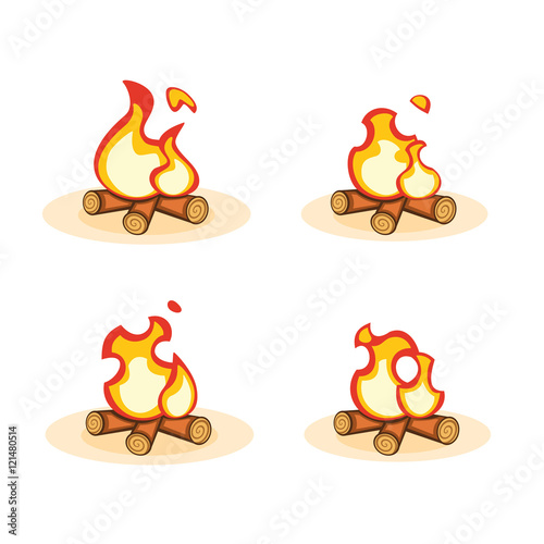 Cartoon bonfire with burning animation