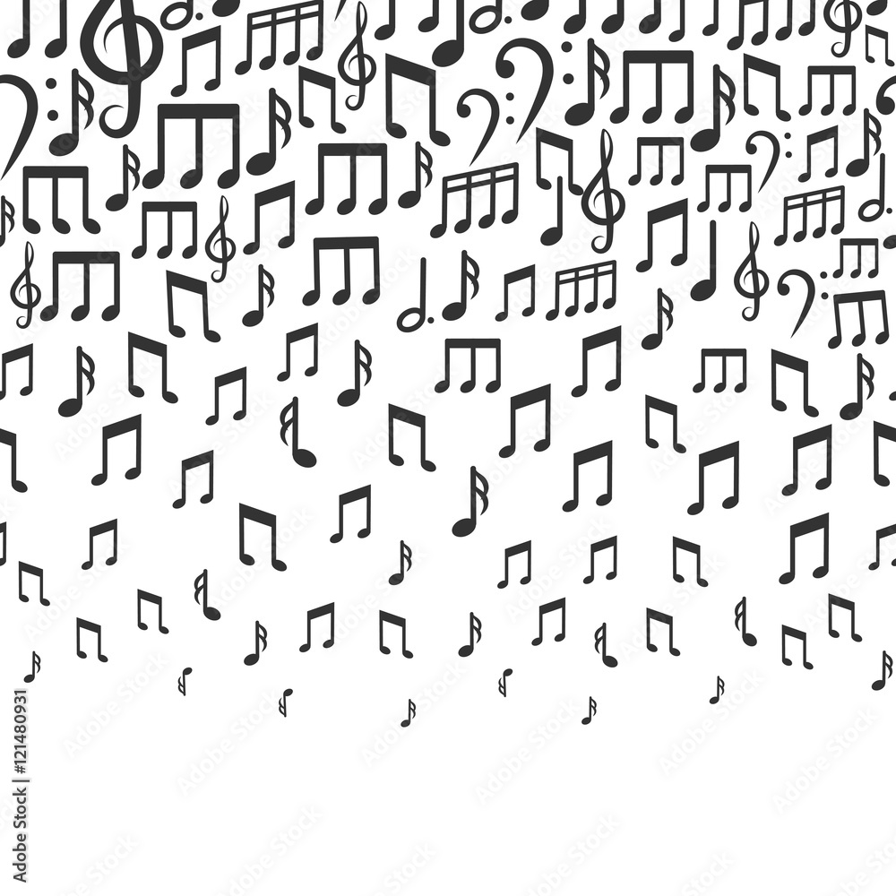 Music vector background with falling musical notes