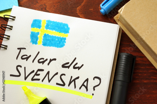 Fotografía Learn swedish written in a notepad.  Education concept.