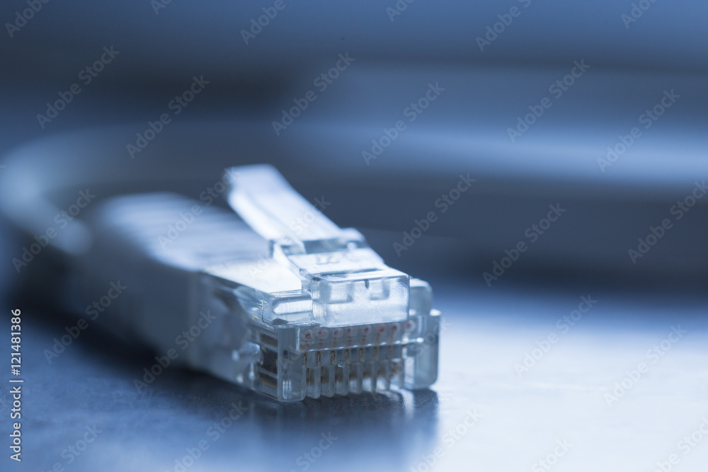 A closeup of a LAN connector A closeup of a LAN connector