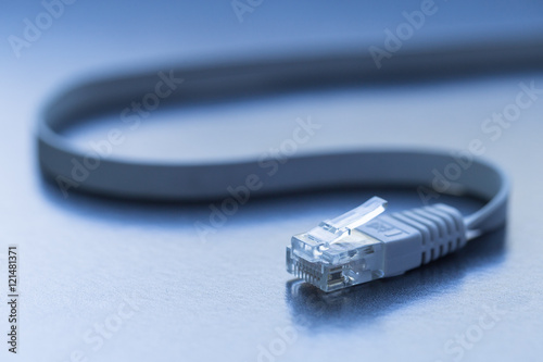 A closeup of a LAN connector