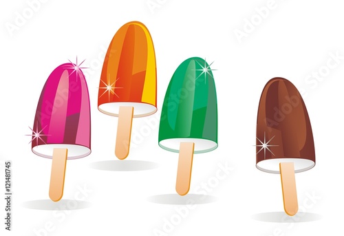 ice-cream - fruity dessert, vector editable, isolated on white 