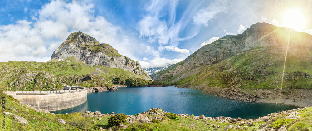 Gloriettes lake - is an artificial lake formed with the Gloriettes dam on the Gave d'Estaube river in the Hautes-Pyrenees, France