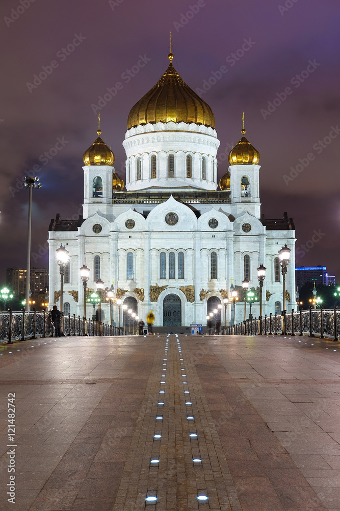 Moscow, Russia - September, 17, 2016: Night view of the Christ the Savior Cathedral in Moscow