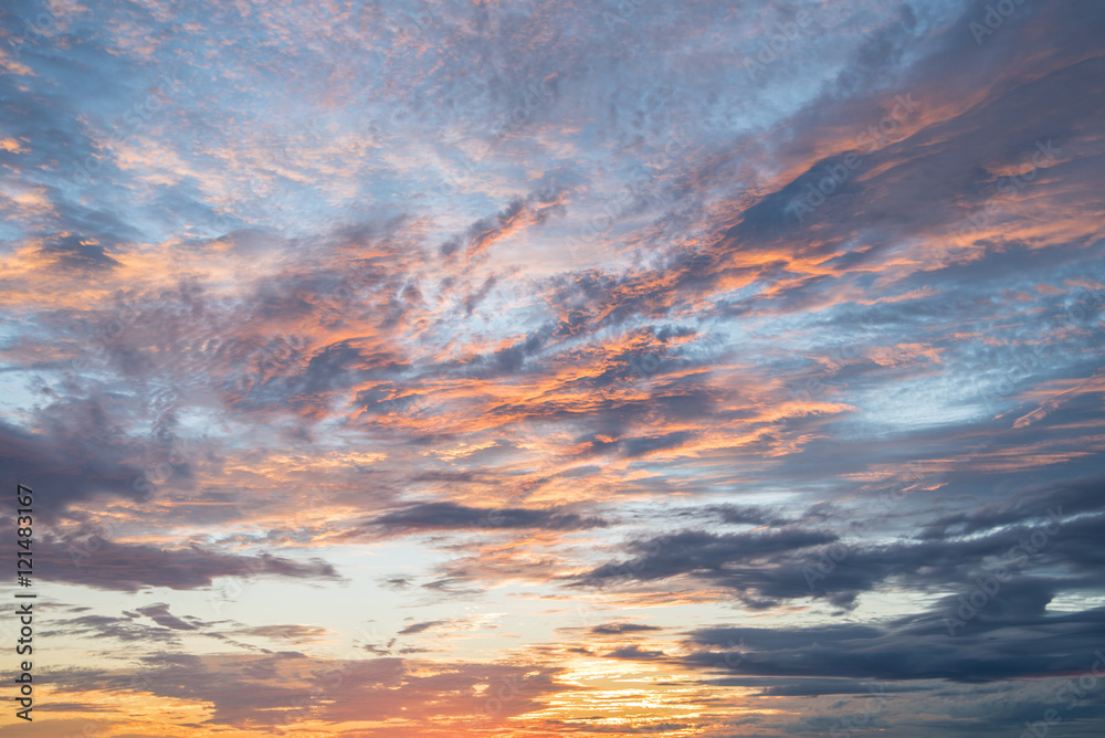 beautiful sunset sky and clouds background