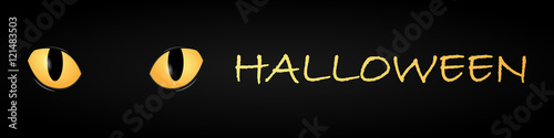 Halloween Banner mit Katzenaugen - Gelb