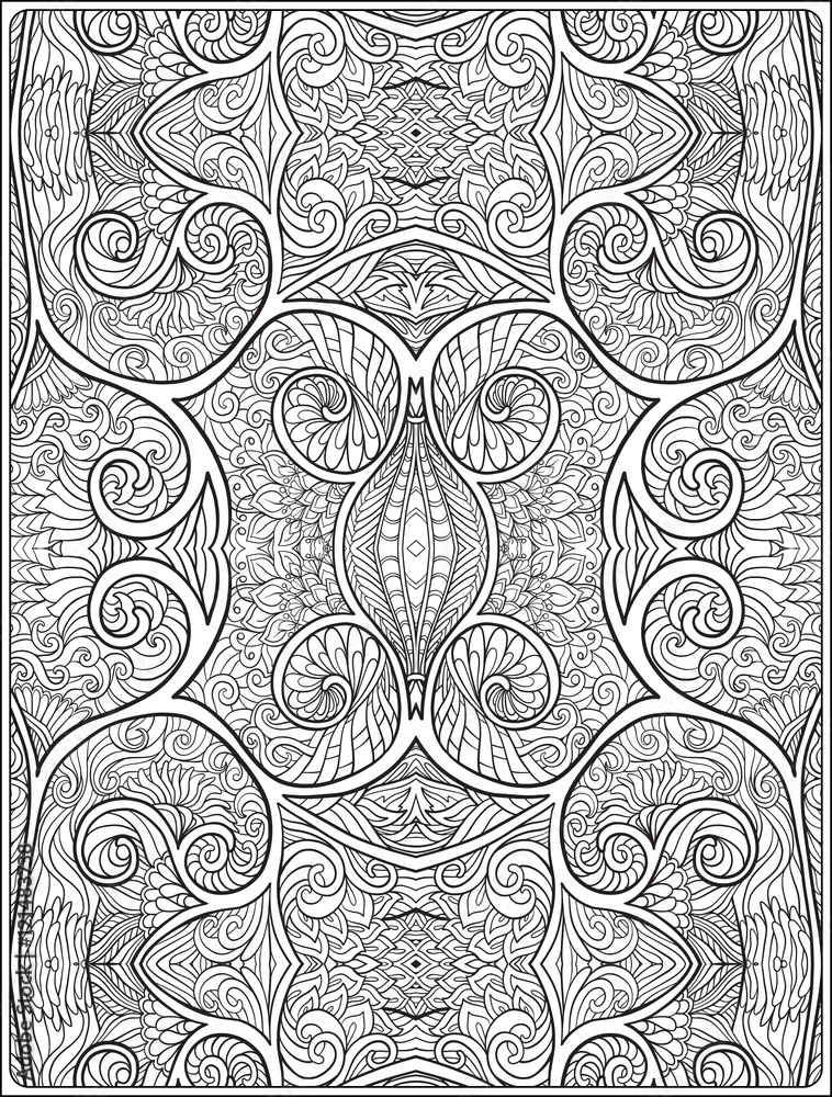 Ornamental pattern page background. Vector illustration. Anti stress coloring book for adult and. Outline drawing coloring page. Ornamental pattern page background. Vector illustration. Anti stress coloring book for adult and. Outline drawing coloring page.