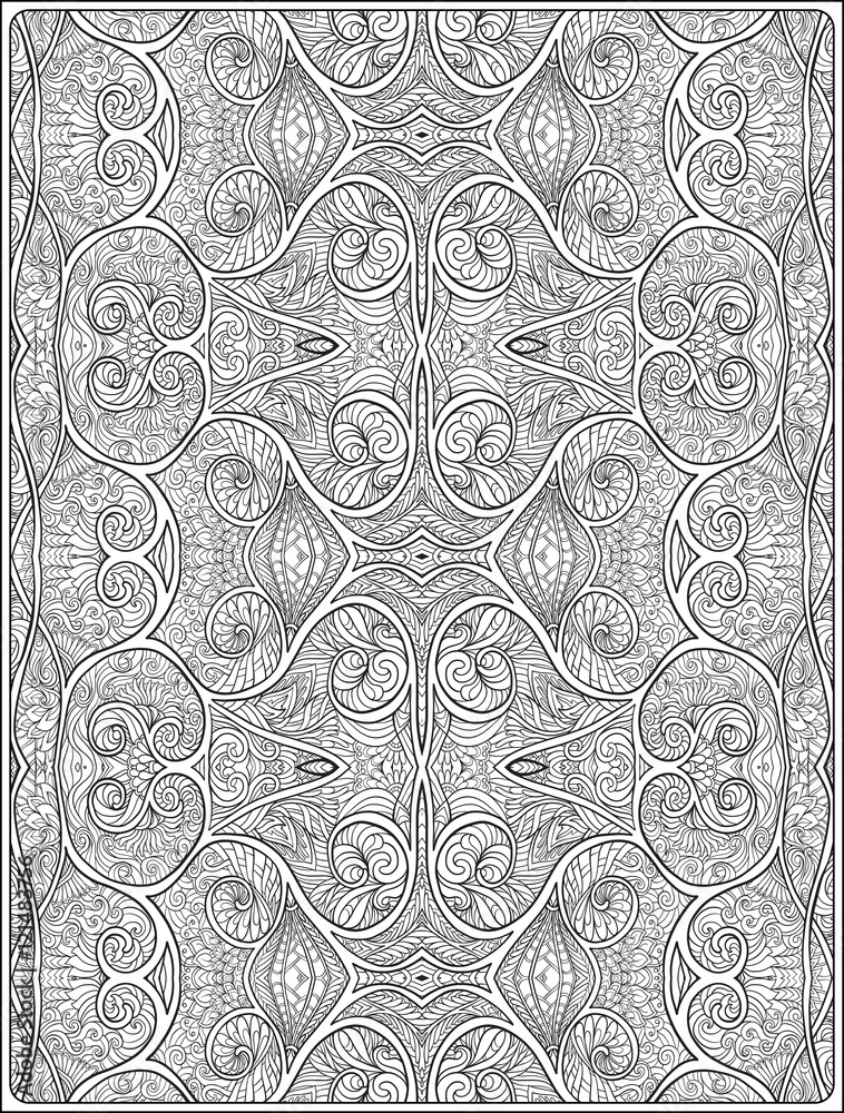 Ornamental pattern page background.  Vector illustration. Anti stress coloring book for adult and. Outline drawing coloring page.