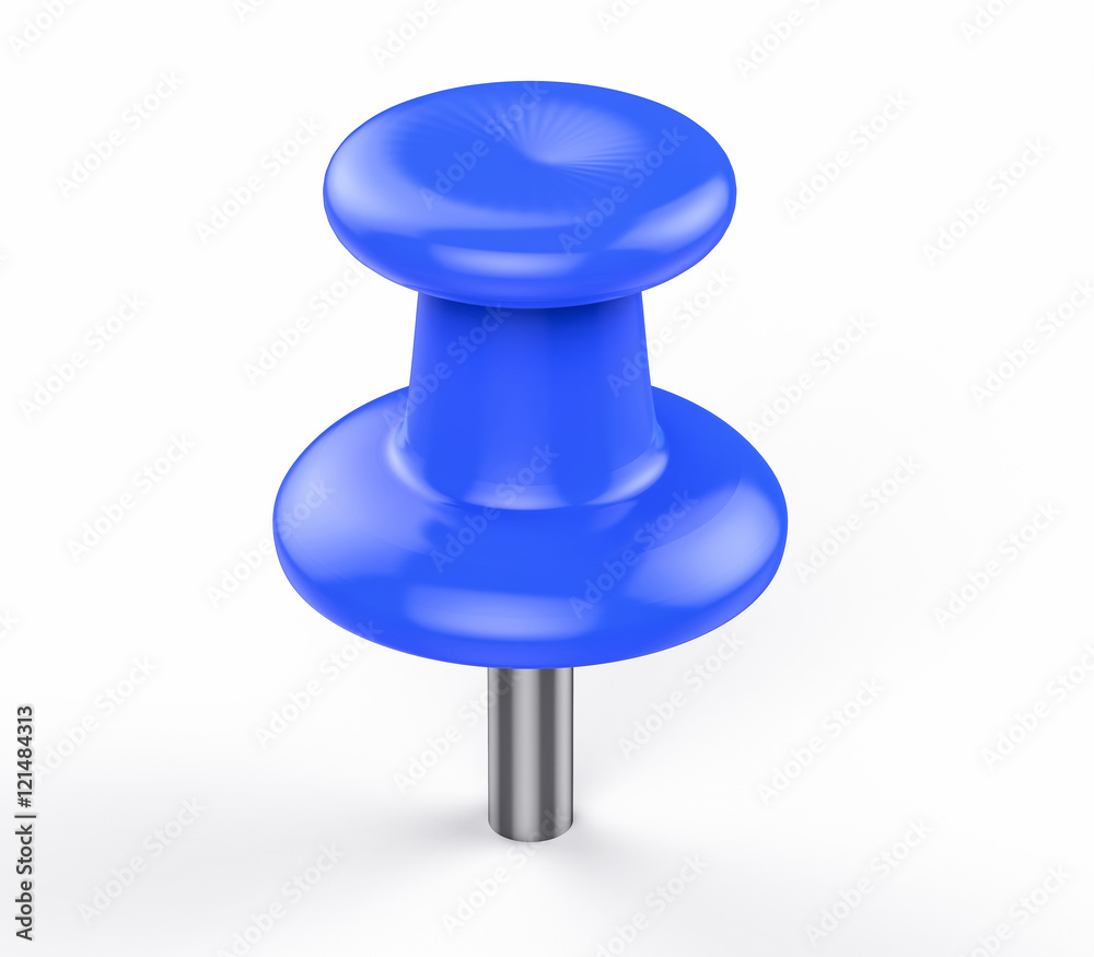 3D Isolated Blue Pushpin. Business Memo Reminder Concept. 3D Isolated Blue Pushpin. Business Memo Reminder Concept.