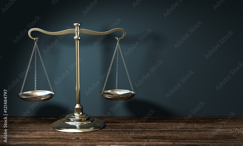 3d alles auf die goldene waage legen Stock Illustration Adobe Stock