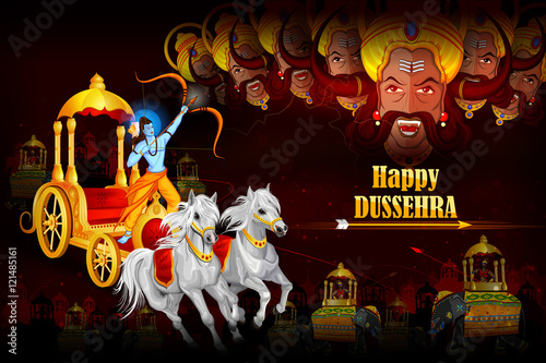 Happy Dussehra background showing festival of India
