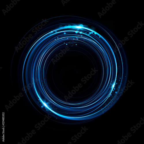 Abstract ring background with luminous swirling backdrop. Glowing spiral. The energy flow tunnel. Shine round frame with light circles light effect. Glowing cover. Space for your message.