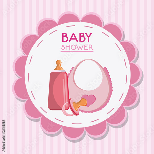 Pacifier bottle and baby bib. Baby shower and childhood theme. Isolated and colorful design. Vector illustration