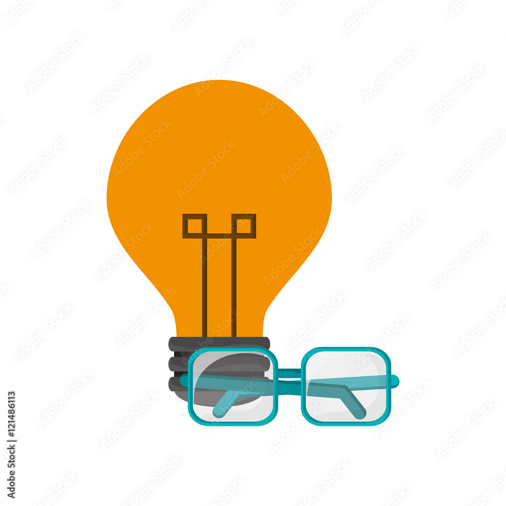 flat design lightbulb and glasses icon vector illustration flat design lightbulb and glasses icon vector illustration