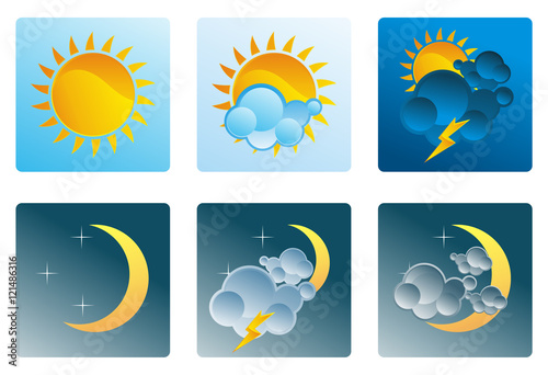 set of weather forecast icons 