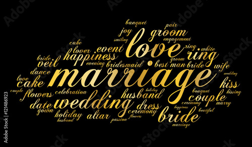 Marriage word cloud. Vector illustration.