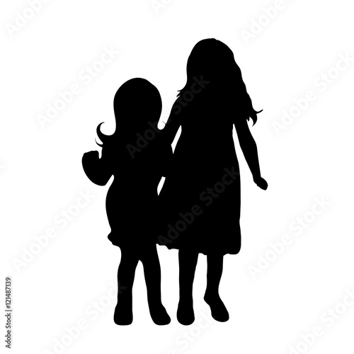 Vector silhouette of children.