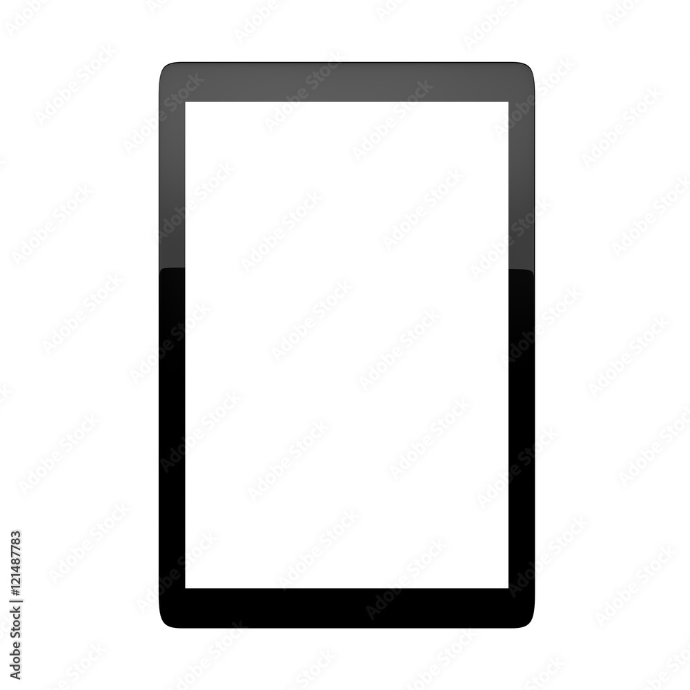 Computer tablet with blank white screen isolated on white background. Computer tablet with blank white screen isolated on white background.